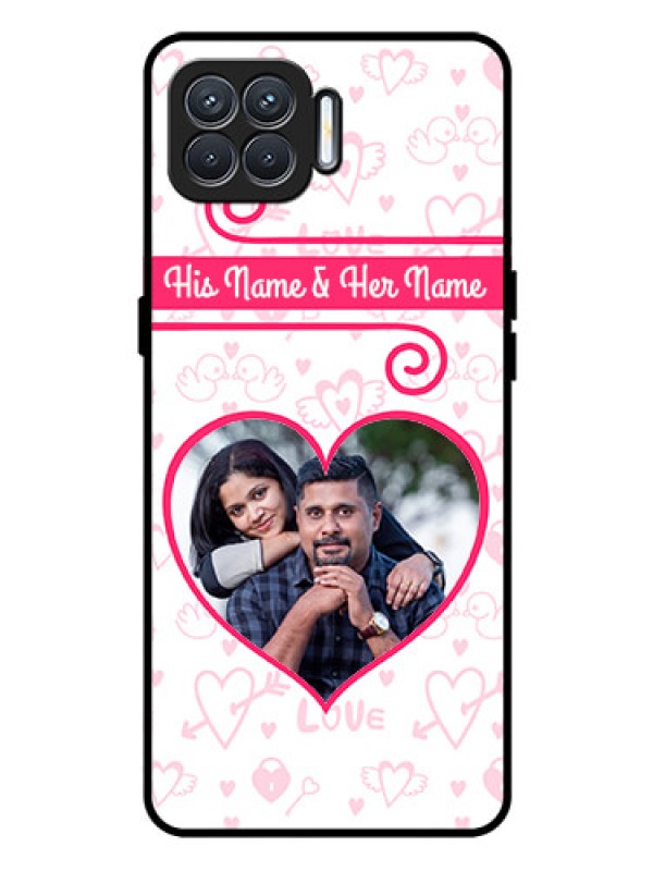 Custom Oppo F17 Personalized Glass Phone Case  - Heart Shape Love Design