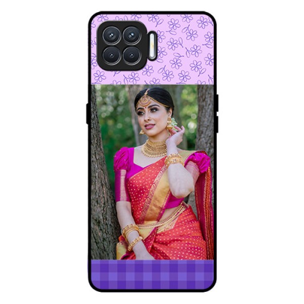 Oppo F17 Custom Glass Phone Case - Purple Floral Design Oppo F17 Custom Glass Phone Case - Purple Floral Design