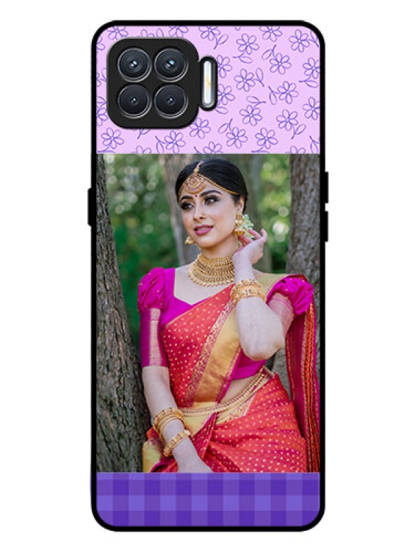 Custom Oppo F17 Custom Glass Phone Case  - Purple Floral Design