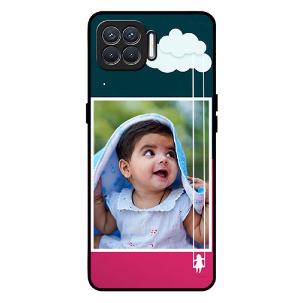 Oppo F17 Custom Glass Phone Case  - Cute Girl with Cloud Design