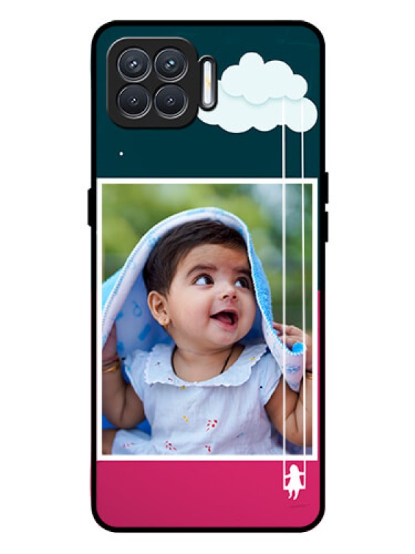 Custom Oppo F17 Custom Glass Phone Case  - Cute Girl with Cloud Design