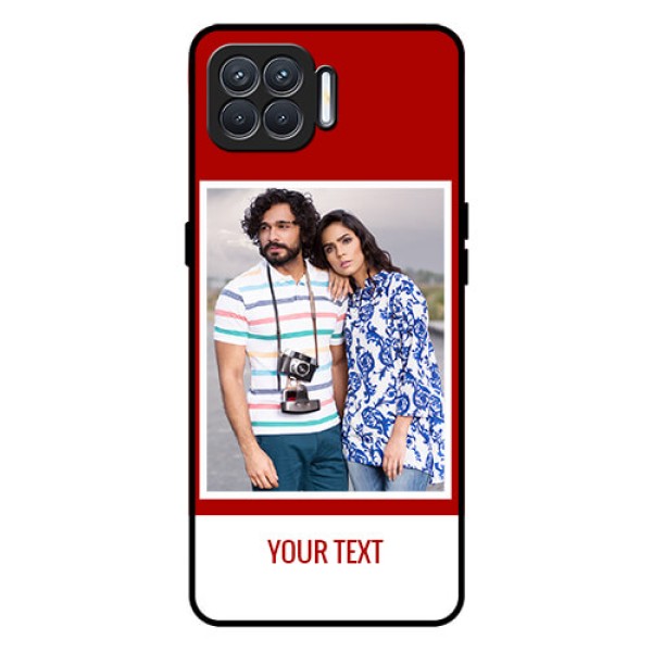 Oppo F17 Personalized Glass Phone Case  - Simple Red Color Design