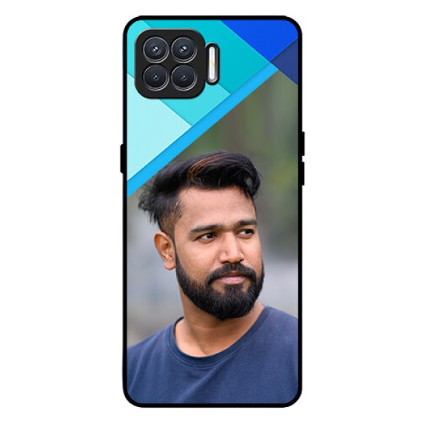 Oppo F17 Custom Glass Phone Case  - Blue Pattern Design