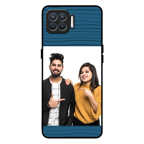 Oppo F17 Custom Glass Phone Case  - Blue Pattern Cover Design