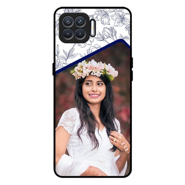 Oppo F17 Personalized Glass Phone Case  - Premium Floral Design