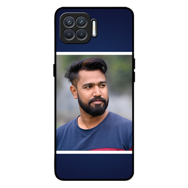 Oppo F17 Personalized Glass Phone Case  - Simple Royal Blue Design