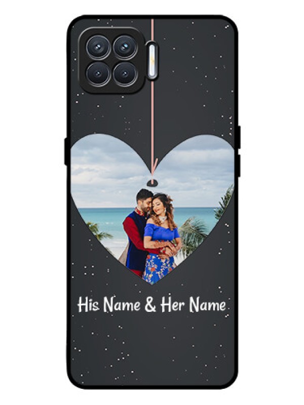 Custom Oppo F17 Custom Glass Phone Case  - Hanging Heart Design