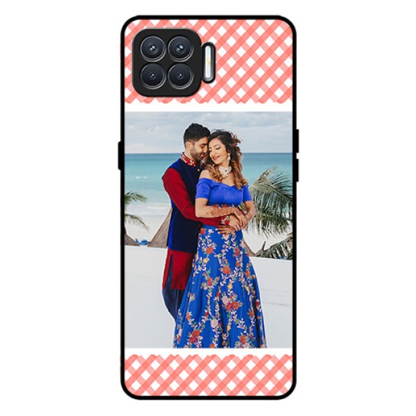 Oppo F17 Personalized Glass Phone Case  - Pink Pattern Design