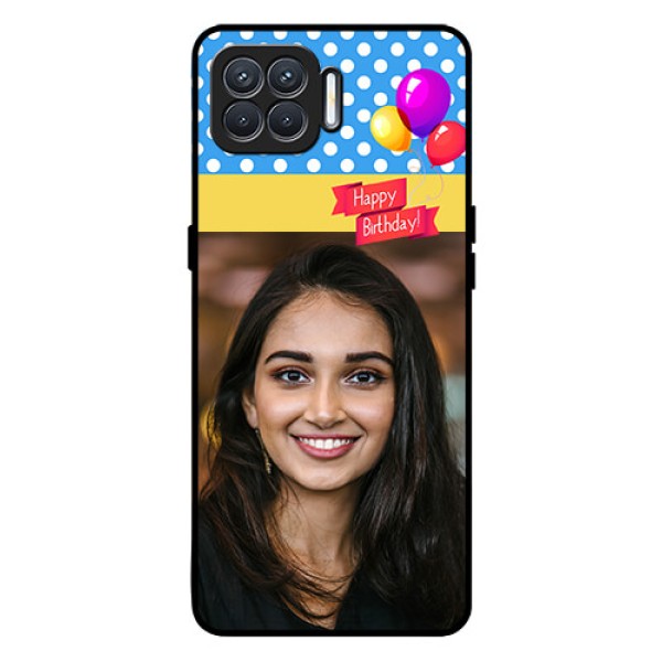 Oppo F17 Custom Glass Mobile Case  - Happy Birthday Design