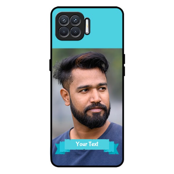 Oppo F17 Personalized Glass Phone Case - Simple Blue Color Design Oppo F17 Personalized Glass Phone Case - Simple Blue Color Design