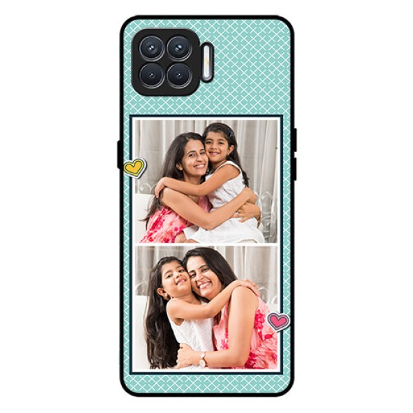 Oppo F17 Custom Glass Phone Case  - 2 Image Holder with Pattern Design