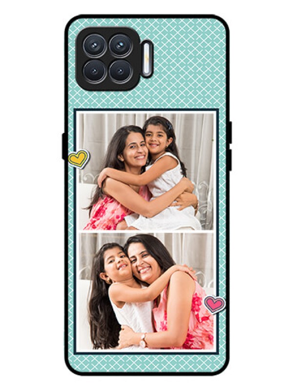 Custom Oppo F17 Custom Glass Phone Case  - 2 Image Holder with Pattern Design