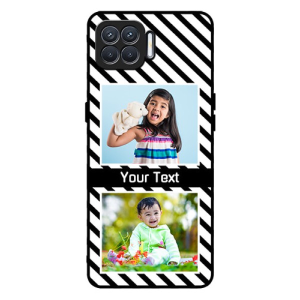 Oppo F17 Photo Printing on Glass Case  - Black And White Stripes Design