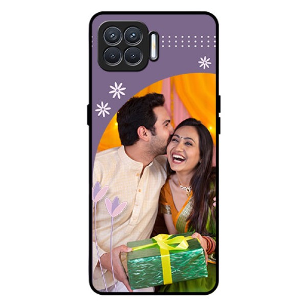 Oppo F17 Custom Glass Mobile Case  - Lavender flowers design 