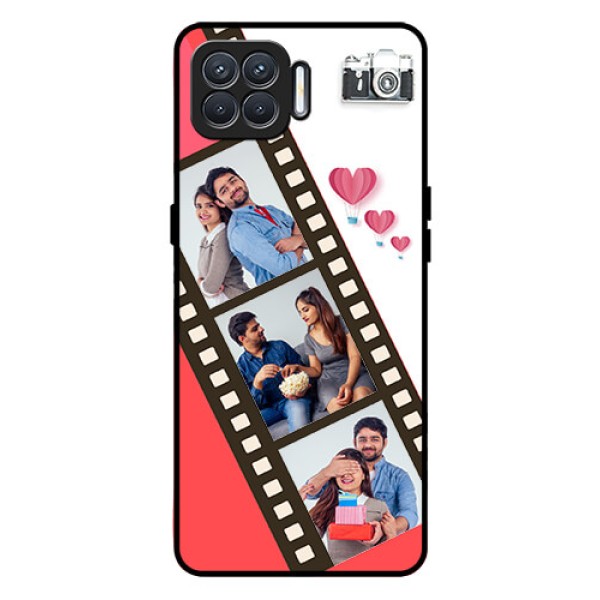 Oppo F17 Personalized Glass Phone Case  - 3 Image Holder with Film Reel