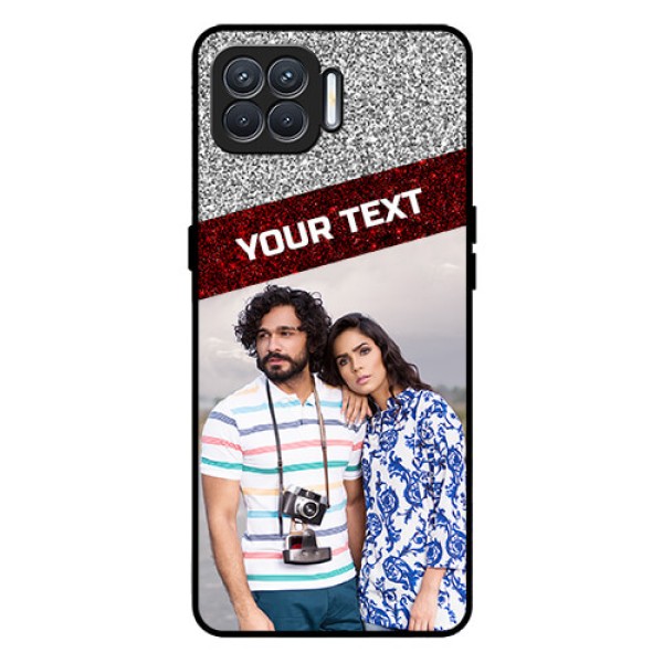Oppo F17 Personalized Glass Phone Case  - Image Holder with Glitter Strip Design