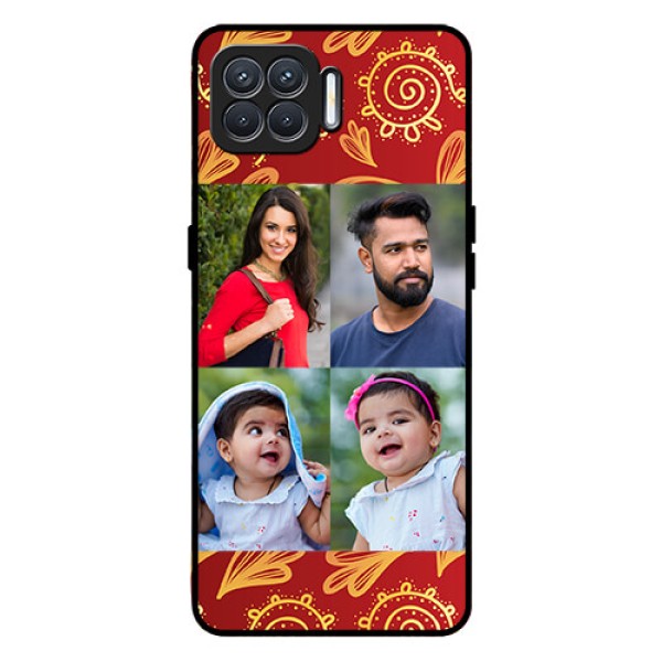 Oppo F17 Photo Printing on Glass Case  - 4 Image Traditional Design