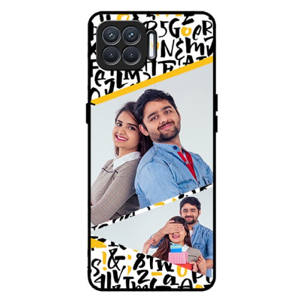 Oppo F17 Custom Glass Mobile Case - Letters Pattern Design Oppo F17 Custom Glass Mobile Case - Letters Pattern Design