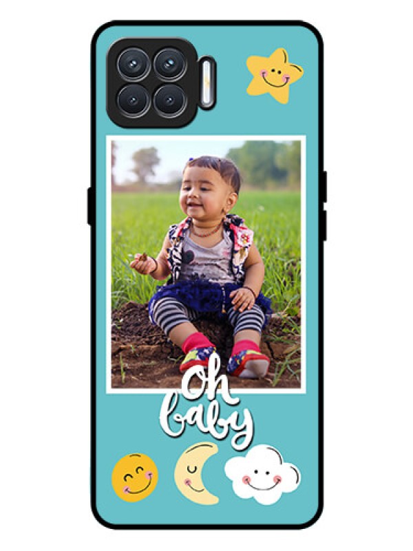 Custom Oppo F17 Personalized Glass Phone Case  - Smiley Kids Stars Design