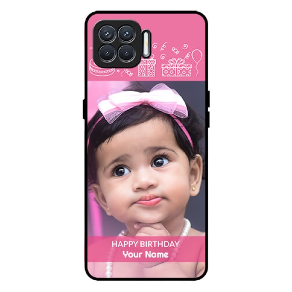 Oppo F17 Photo Printing on Glass Case - with Birthday Line Art Design Oppo F17 Photo Printing on Glass Case - with Birthday Line Art Design