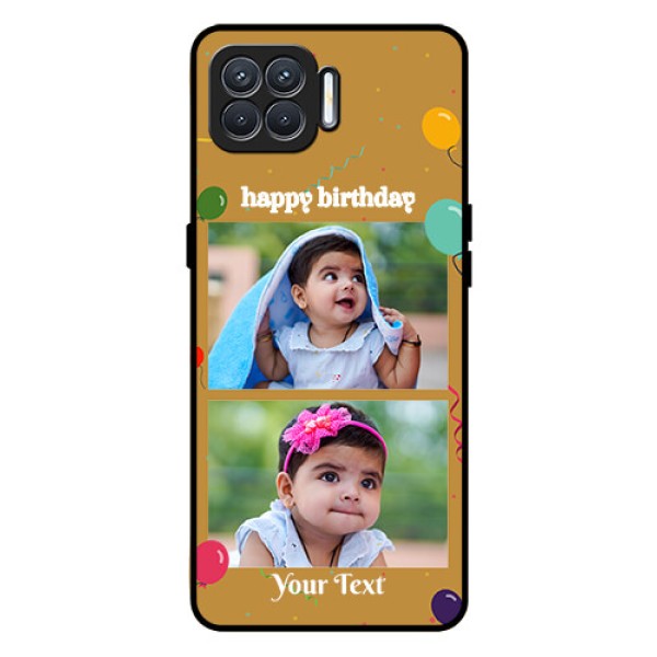 Oppo F17 Personalized Glass Phone Case  - Image Holder with Birthday Celebrations Design