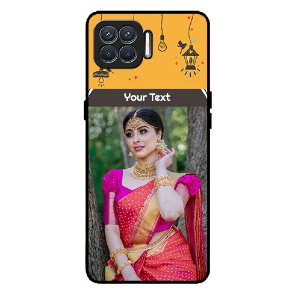 Oppo F17 Custom Glass Mobile Case  - with Family Picture and Icons 