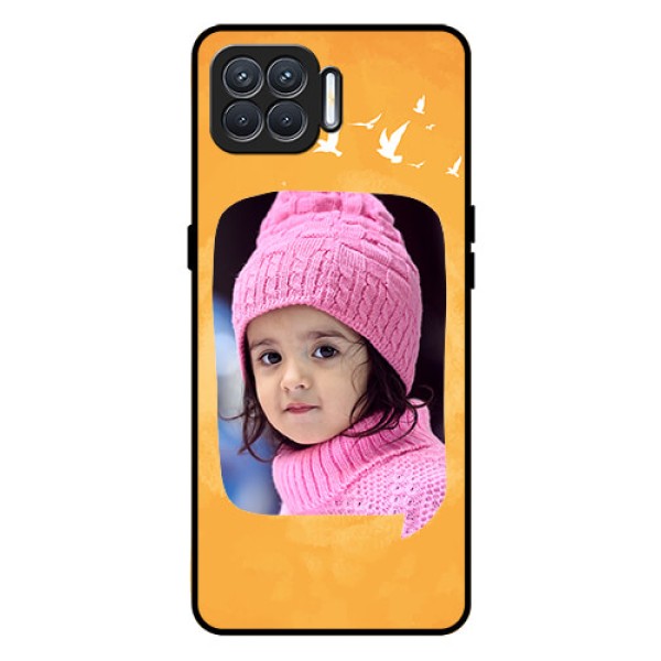 Oppo F17 Personalized Glass Phone Case  - Water Color Design with Bird Icons