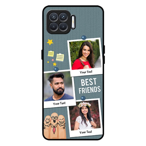 Oppo F17 Personalized Glass Phone Case  - Sticky Frames and Friendship Design