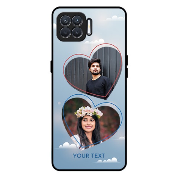 Oppo F17 Custom Glass Mobile Case - Blue Color Couple Design Oppo F17 Custom Glass Mobile Case - Blue Color Couple Design