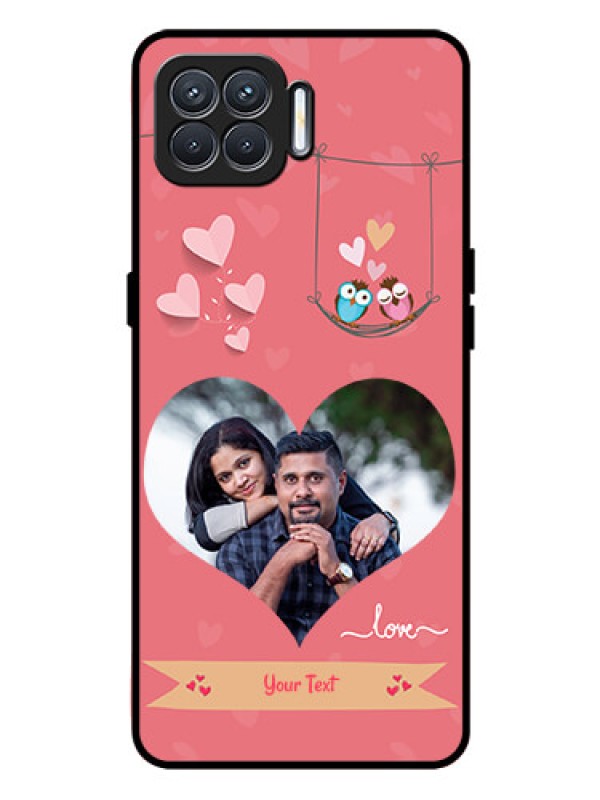 Custom Oppo F17 Personalized Glass Phone Case  - Peach Color Love Design 