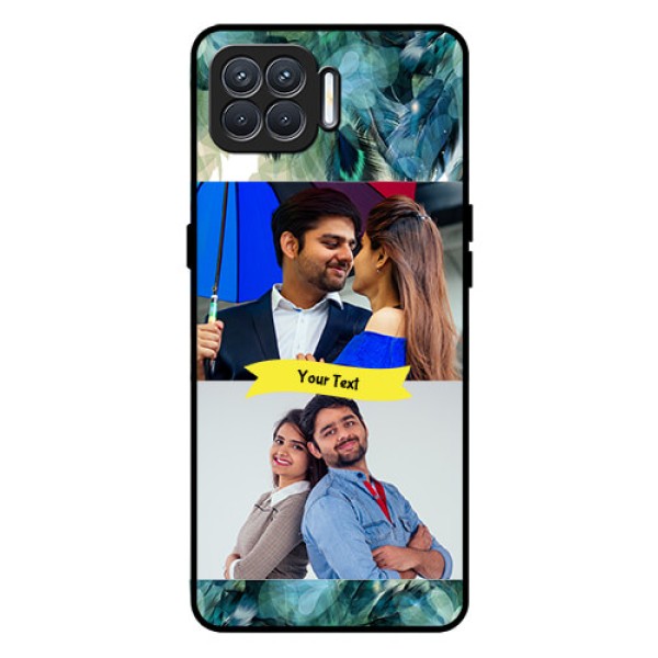 Oppo F17 Personalized Glass Phone Case  - Image with Boho Peacock Feather Design