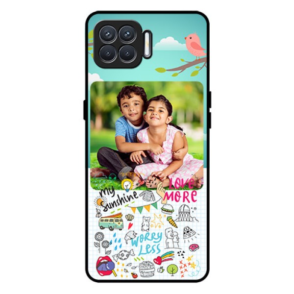 Oppo F17 Photo Printing on Glass Case  - Doodle love Design