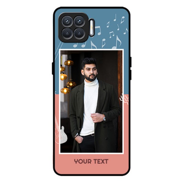 Oppo F17 Photo Printing on Glass Case  - with Color Musical Note Design