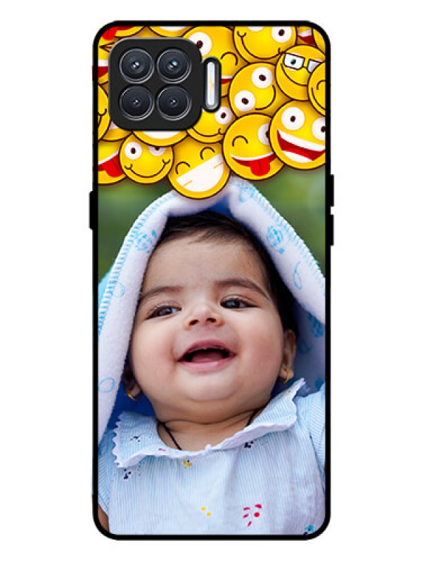 Custom Oppo F17 Custom Glass Mobile Case  - with Smiley Emoji Design