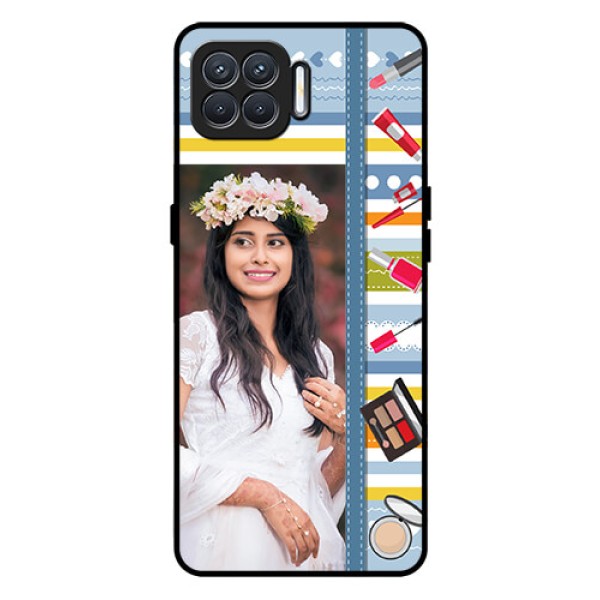 Oppo F17 Personalized Glass Phone Case - Makeup Icons Design Oppo F17 Personalized Glass Phone Case - Makeup Icons Design