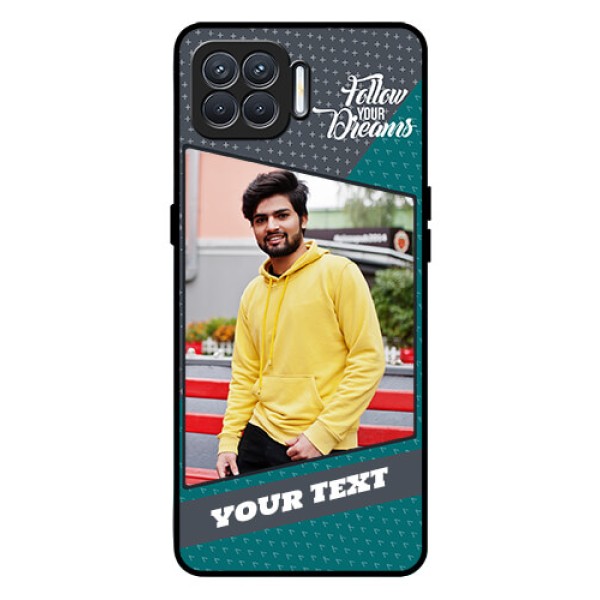 Oppo F17 Personalized Glass Phone Case  - Background Pattern Design with Quote