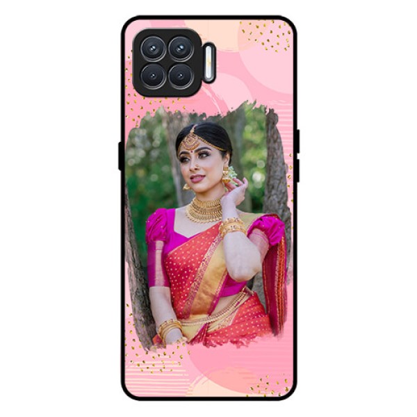 Oppo F17 Personalized Glass Phone Case  - Gold Glitter Splash Design