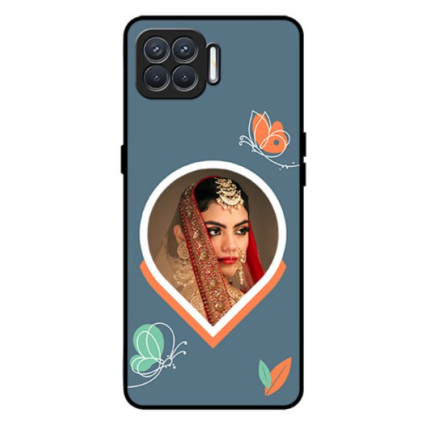 Oppo F17 Custom Glass Mobile Case - Droplet Butterflies Design