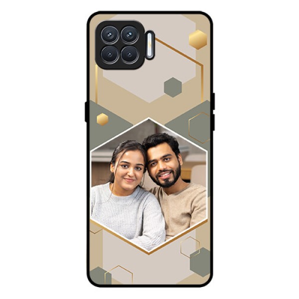 Oppo F17 Photo Printing on Glass Case - Stylish Hexagon Pattern Design Oppo F17 Photo Printing on Glass Case - Stylish Hexagon Pattern Design