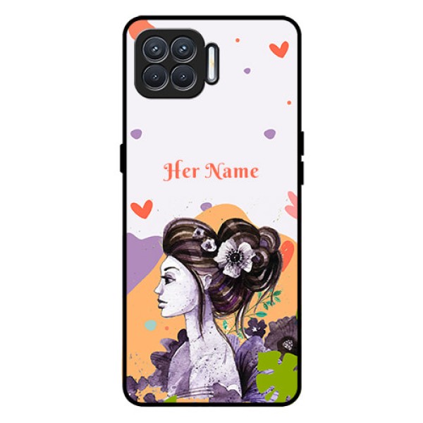 Oppo F17 Personalized Glass Phone Case - Woman And Nature Design