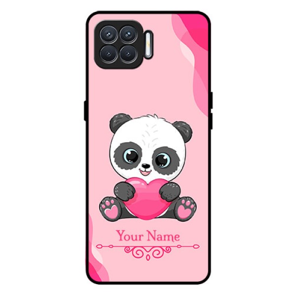 Oppo F17 Custom Glass Mobile Case - Cute Panda Design