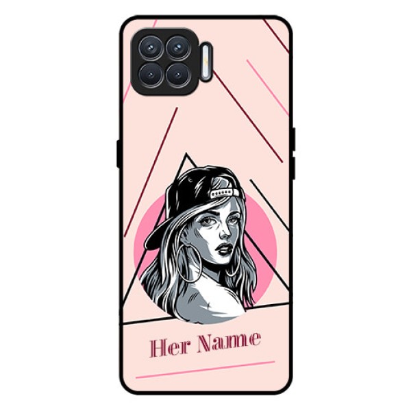 Oppo F17 Personalized Glass Phone Case - Rockstar Girl Design