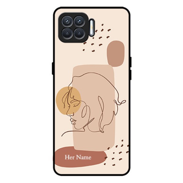 Oppo F17 Photo Printing on Glass Case - Calm Woman line art Design Oppo F17 Photo Printing on Glass Case - Calm Woman line art Design