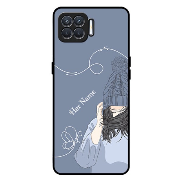 Oppo F17 Custom Glass Mobile Case - Girl in winter outfit Design Oppo F17 Custom Glass Mobile Case - Girl in winter outfit Design