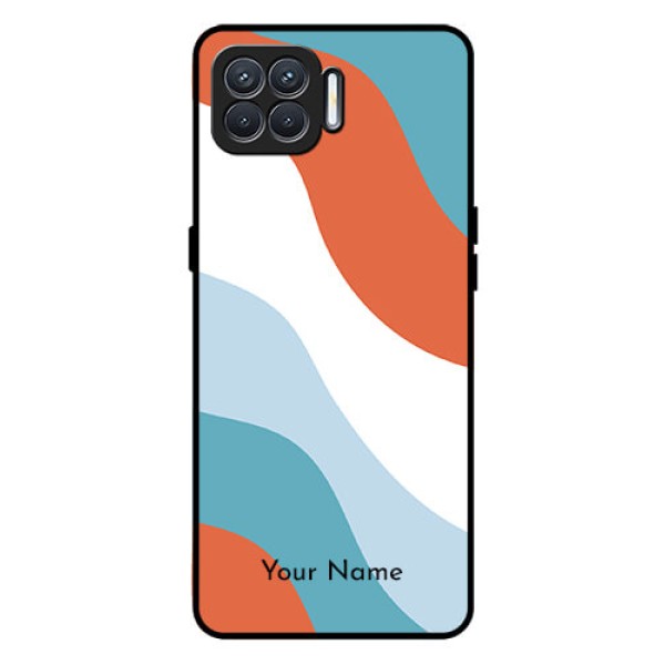 Oppo F17 Custom Glass Mobile Case - coloured Waves Design