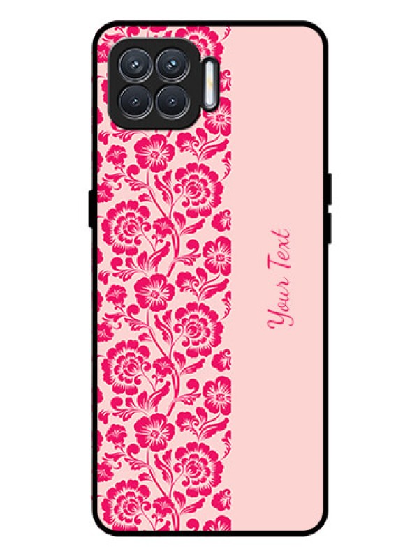Custom Oppo F17 Custom Glass Phone Case - Attractive Floral Pattern Design