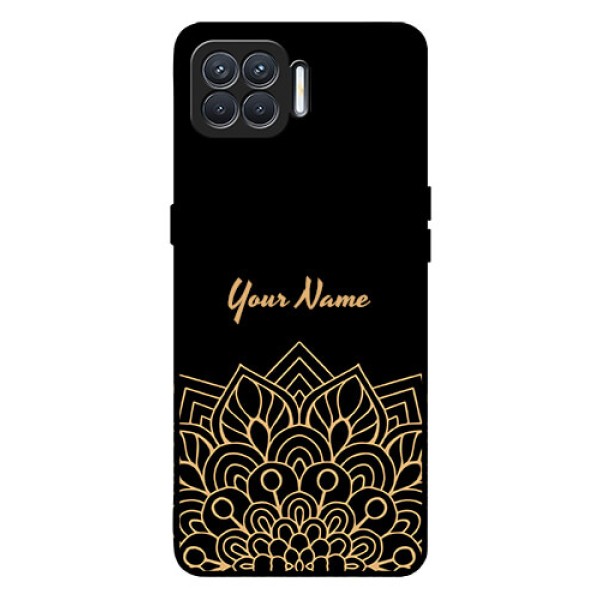 Oppo F17 Custom Glass Phone Case - Golden mandala Design
