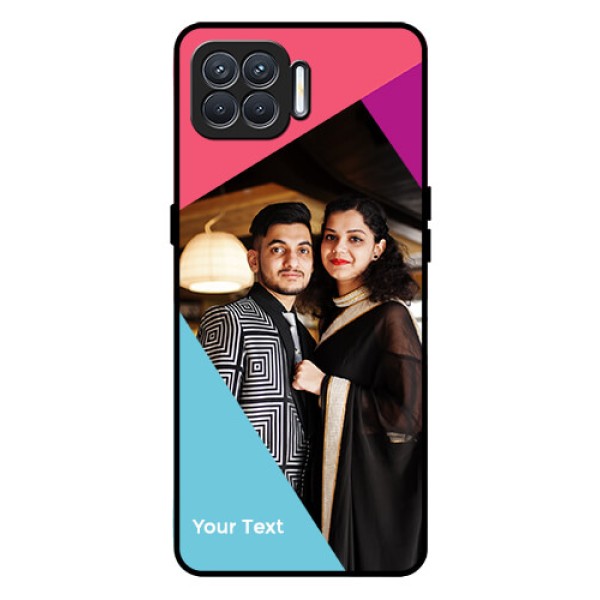 Oppo F17 Custom Glass Mobile Case - Stacked Triple colour Design