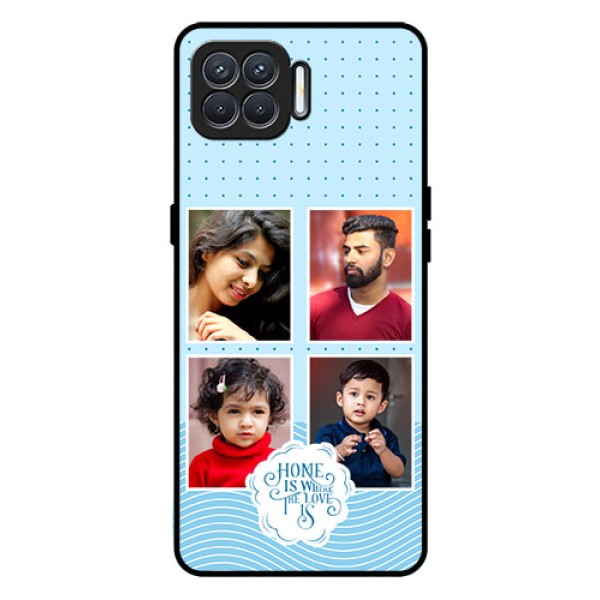 Oppo F17 Custom Glass Phone Case - Cute love quote with 4 pic upload Design