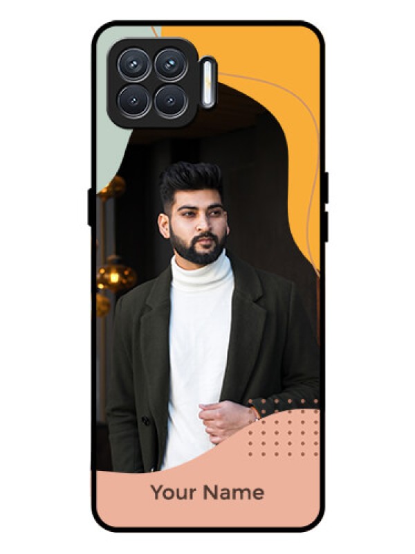 Custom Oppo F17 Personalized Glass Phone Case - Tri-coloured overlay design